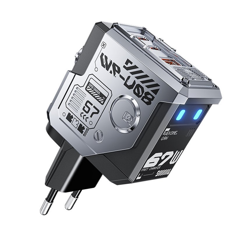 16320241116145326.jpg WEKOME WP-U08 67W USB+Type-C*2 Navigator Series GaN Charger EU Plug Silver - Image 1