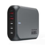 188W PD3.1 Multi-port Desktop GaN Fast Charging with 1.5M AC Cable for Laptop/Phone/Earphone Black EU Plug - Image 2