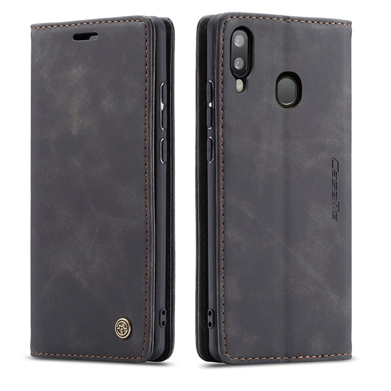19420231106175722.jpg CaseMe-013 TPU Business Style Vintage Matte Horizontal Flap Leather Case for Samsung Galaxy A20e Black - Image 1
