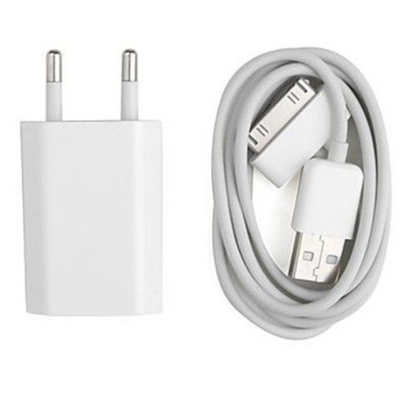 20120240711180105.jpg 5V 1A USB Charger with iPhone 4/4S Charging Data Cable without Logo for iPhone White EU Plug - Image 1