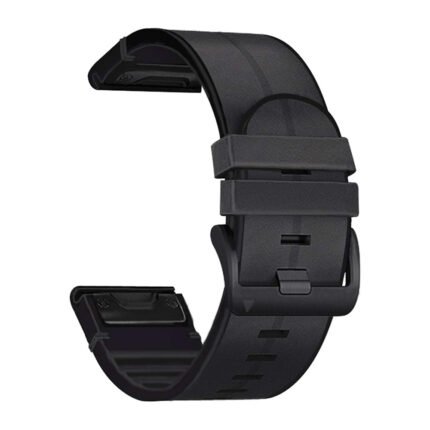 26mm Quick Release Leather+Silicone Watch Band for Garmin Fenix 6X/Fenix 7X Black
