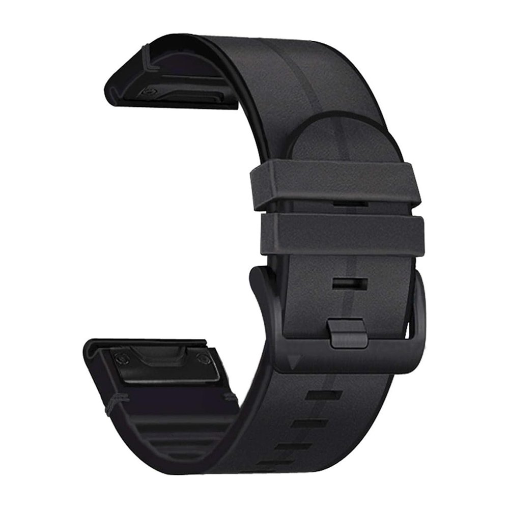 21620240611171752.jpg 26mm Quick Release Leather+Silicone Watch Band for Garmin Fenix 6X/Fenix 7X Black - Image 1