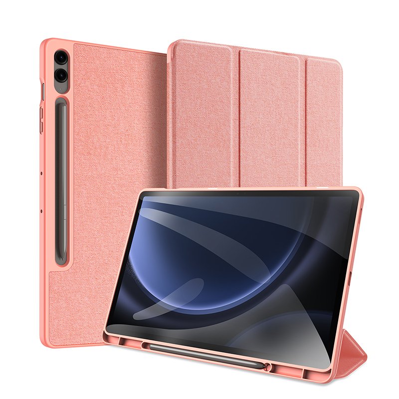 22320231025145208.jpg DUX DUCIS DOMO Series Luxury Smart Wake Sleep Trifold-Stand Protective Case for Samsung Galaxy Tab S9 FE+ Pink - Image 1
