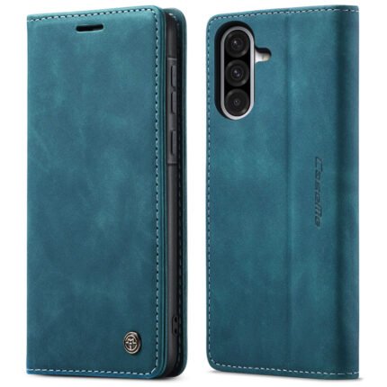 CaseMe-013 TPU Business Style Vintage Matte Horizontal Flap Leather Case for Samsung Galaxy A36 Blue