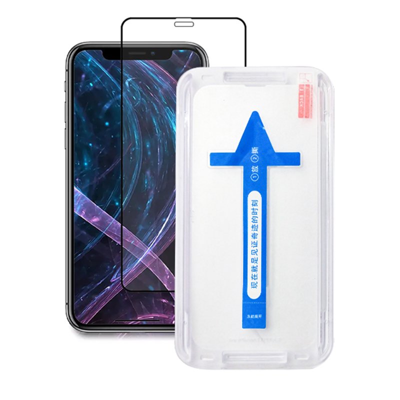 23020220118133258.jpg Full Screen Tempered Glass Screen Protector with Installation Frame Kit for iPhone XR/11 Black - Image 1