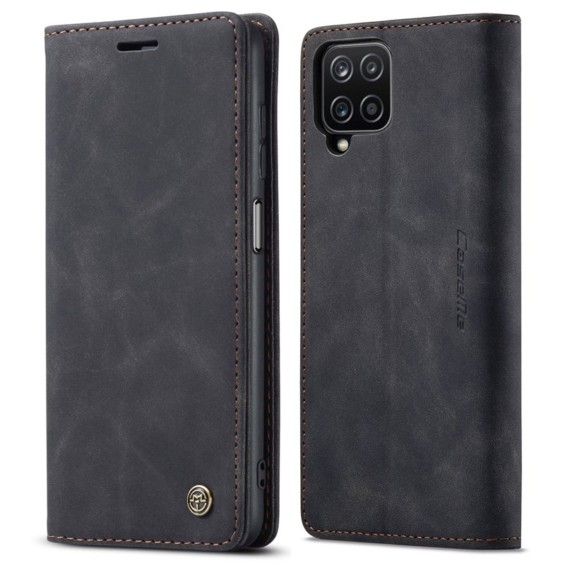 23320221009112636.jpg CaseMe-013 TPU Business Style Vintage Matte Horizontal Flap Leather Case for Samsung Galaxy A12 Black - Image 1
