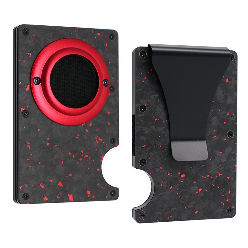 23420240727151328.jpg Slim Business Forged Carbon Fiber Airtag Wallet Card Holder Rfid Metal Aluminum Case with Cash Clip Red - Image 1
