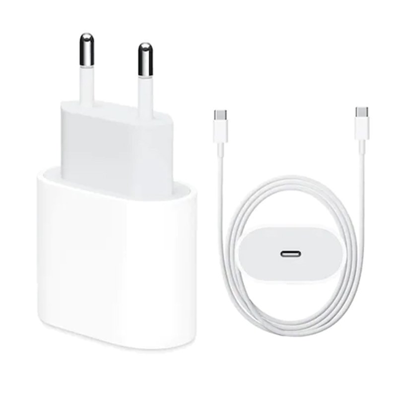 24520250421102955.jpg 20W A2347 Type-C Charger with A2795 1M Type-C to Type-C Braided Cable for iPhone OEM White EU Plug - Image 1
