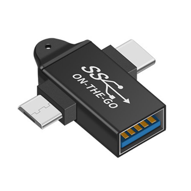 27220230303161629.jpg 2 in 1 Type-C/Micro Portable OTG Adapter for Data Synchronization Black - Image 1