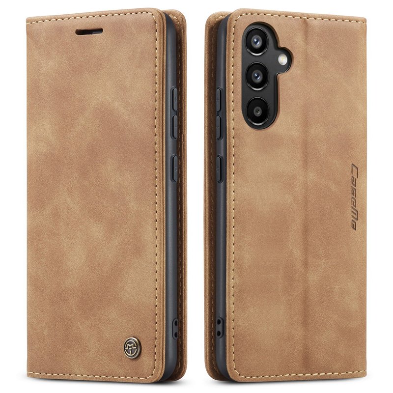 28620230408170900.jpg CaseMe-013 TPU Business Style Vintage Matte Horizontal Flap Leather Case for Samsung Galaxy A34 5G A346 Brown - Image 1