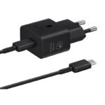 25W Type-C Charger with 1M Type-C to Type-C Cable for Samsung EU Plug OEM Black