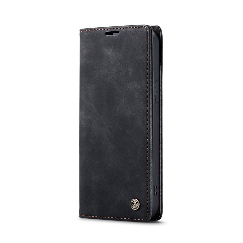 29620230909134557.jpg CaseMe-013 TPU Business Style Vintage Matte Horizontal Flap Leather Case for iPhone 15 Pro Max Black - Image 1