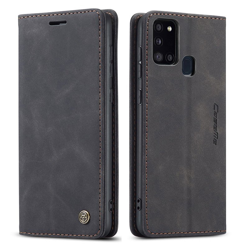 31620231030182911.jpg CaseMe-013 TPU Business Style Vintage Matte Horizontal Flap Leather Case for Samsung Galaxy A21s A217 Black - Image 1