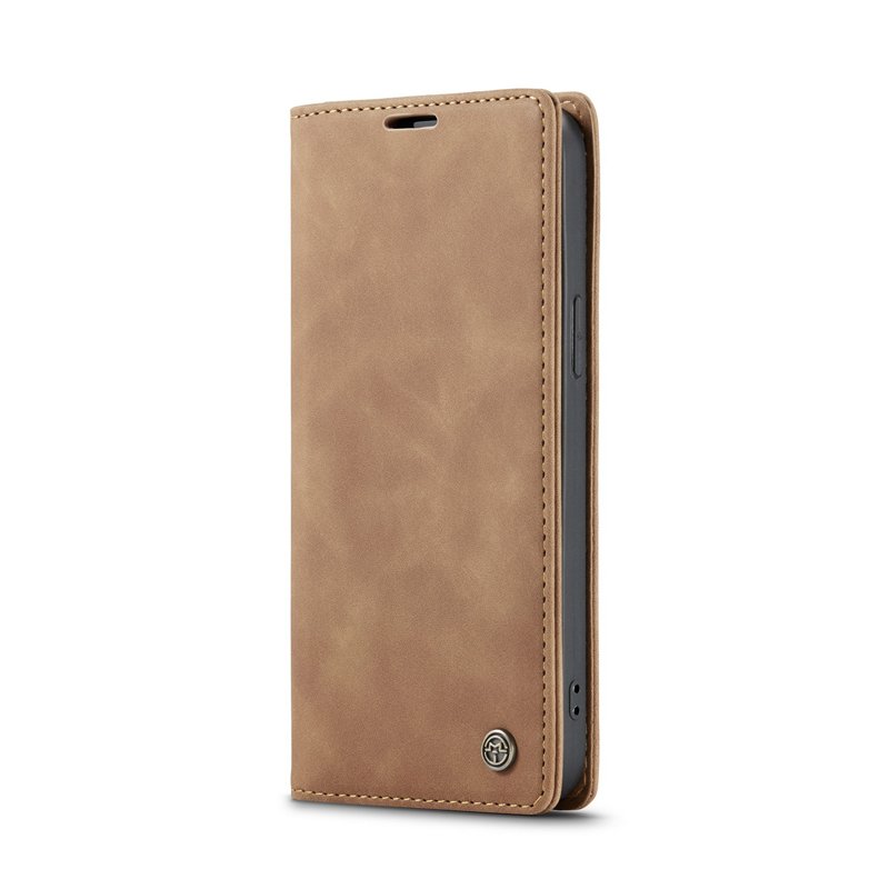 31720230909134114.jpg CaseMe-013 TPU Business Style Vintage Matte Horizontal Flap Leather Case for iPhone 15 Brown - Image 1