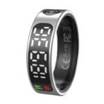 20.7 Diameter Multifunctional LED Screen & Touch Button Smart Ring with Charging Case Silver