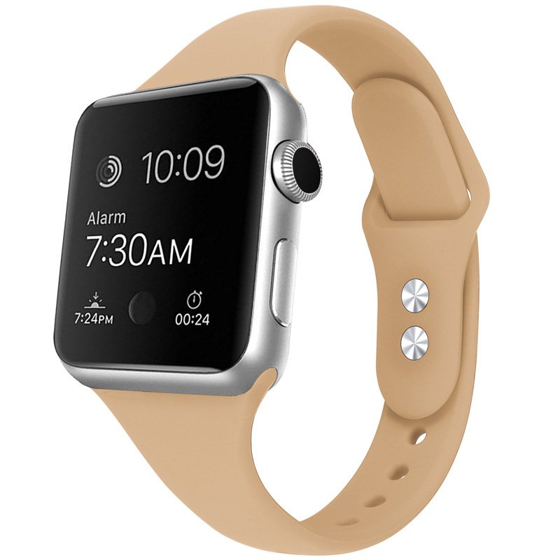 32320210611114712.jpg Double Buckle Silicone Small Wrist Band for Apple Watch Series 42MM/44MM/45MM/46MM Series Walnut - Image 1