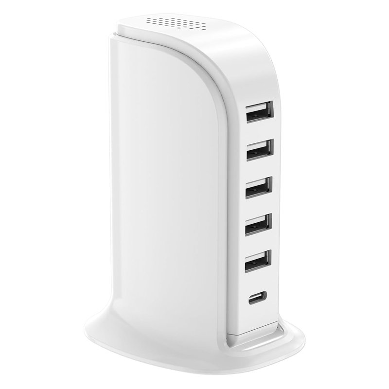 32920250419112425.jpg 20W USB*5+Type-C 6 in 1 Sailboat Desktop Charger EU Plug White - Image 1