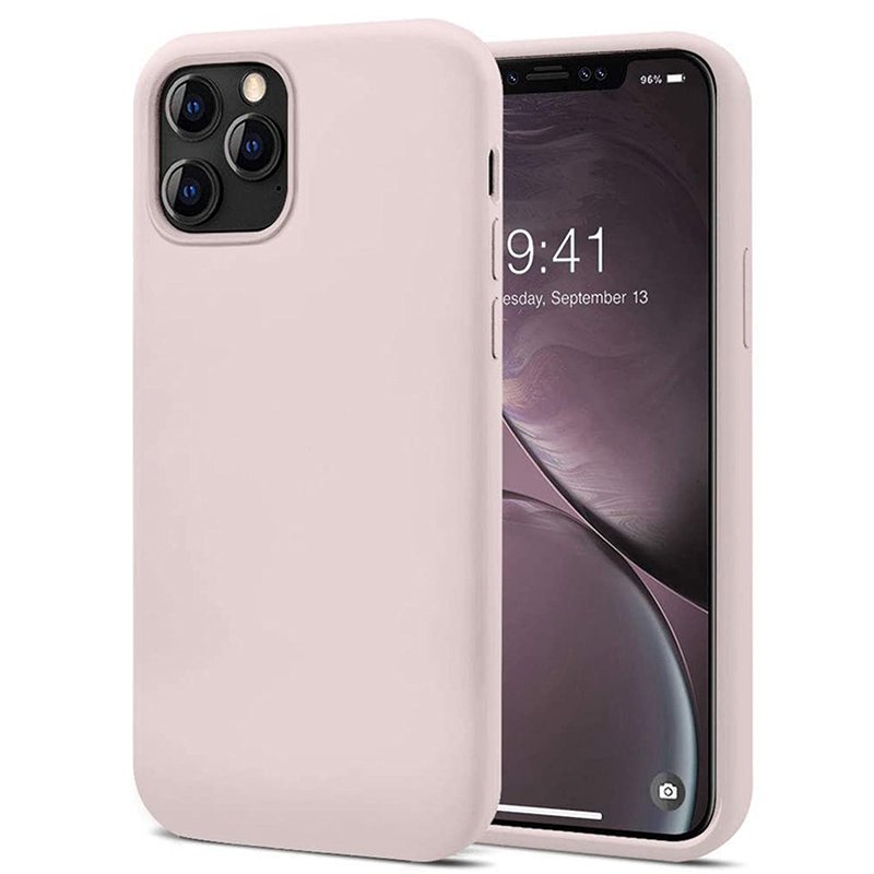 33120210910101822.jpg Full Pure Color Liquid Silicone Case Without Logo for iPhone 12/12 Pro Light Pink - Image 1