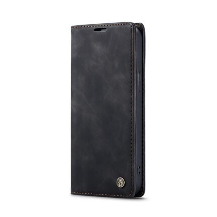 CaseMe-013 TPU Business Style Vintage Matte Horizontal Flap Leather Case for iPhone 17 Black