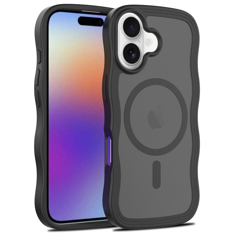 33720250617171514.jpg Magsafe Wavy Pattern Translucent Case for iPhone 17 Black - Image 1