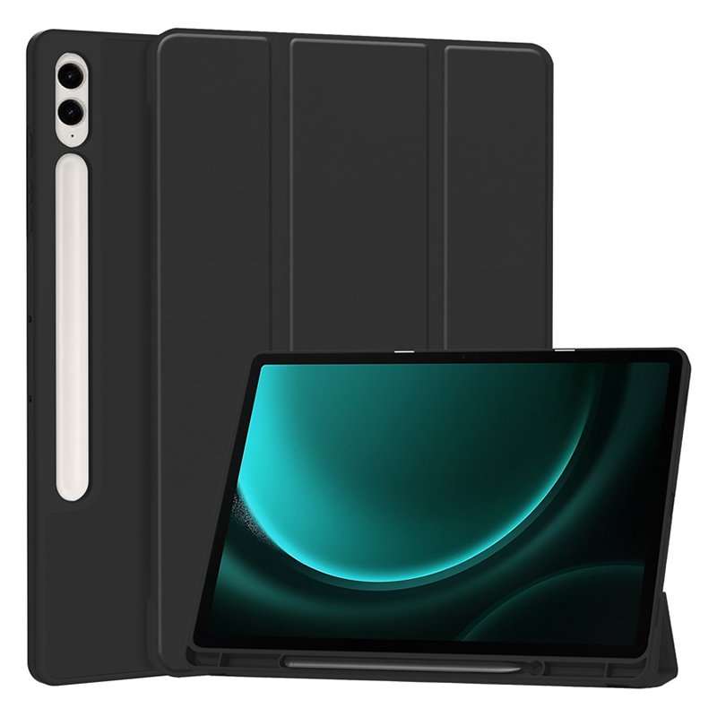 34520231026145851.jpg Triple Folding with TPU Pen Slot Case for Samsung Galaxy Tab S9 FE+/Tab S9+/Tab S10+ X810/X816B/X610/X616B/X820/X826 Black - Image 1