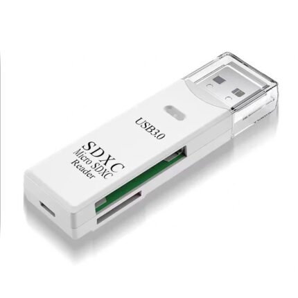 2 in 1 USB3.0 High Speed Card Reader with SD Card  +TF Card Ports White