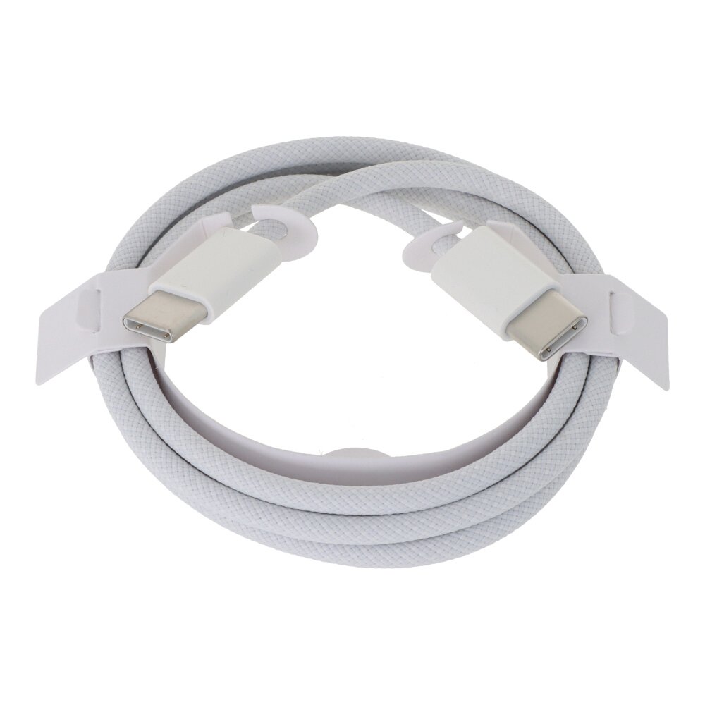 36320250419113437.jpg A2795 1M 60W Type-C to Type-C Braided Fast Charging Data Cable with Package for iPhone 15/16/17 Series White OEM - Image 1