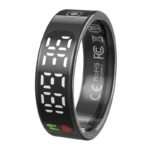 20.7 Diameter Multifunctional LED Screen & Touch Button Smart Ring with Charging Case Black