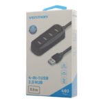 VENTION VAS-J43-B050 0.5M USB to USB2.0*4 HUB Adapter Black - Image 2