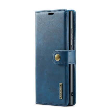 DG.MING Two-Folding Cowhide Texture Case for Samsung Galaxy S24 Ultra Blue