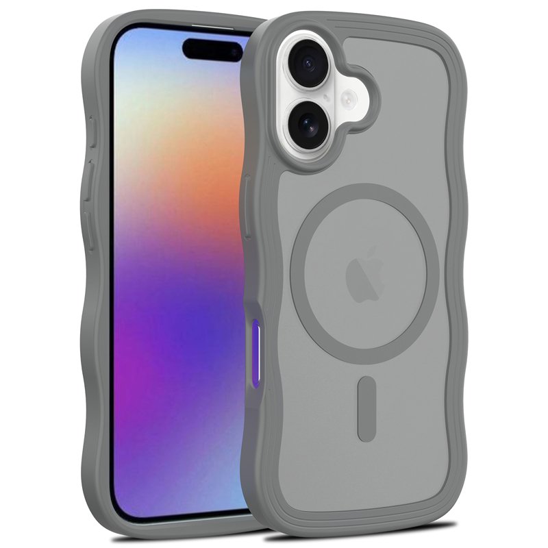 40920250617171555.jpg Magsafe Wavy Pattern Translucent Case for iPhone 17 Gray - Image 1