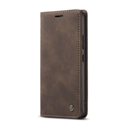 CaseMe-013 TPU Business Style Vintage Matte Horizontal Flap Leather Case for Xiaomi Redmi 14C Coffee