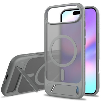 Skin Feel Magnetic Anti-drop with Adjustable 45?Stand TPU + PC Case for iPhone 17 Air Gray