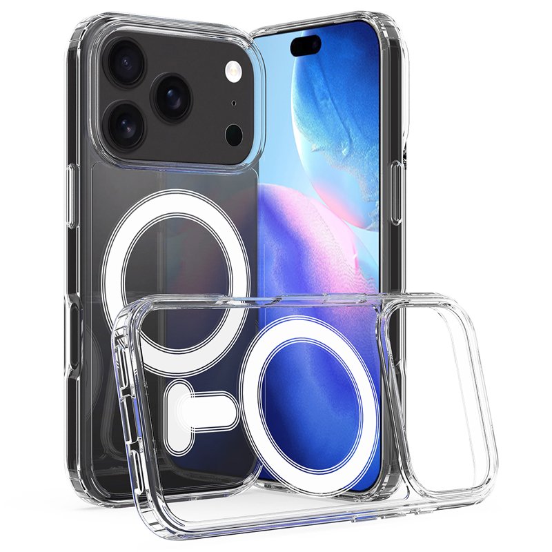 43220250616165844.jpg Magnetic Anti Scratch Shockproof TPU+PC Case for iPhone 17 Pro Max Transparent - Image 1