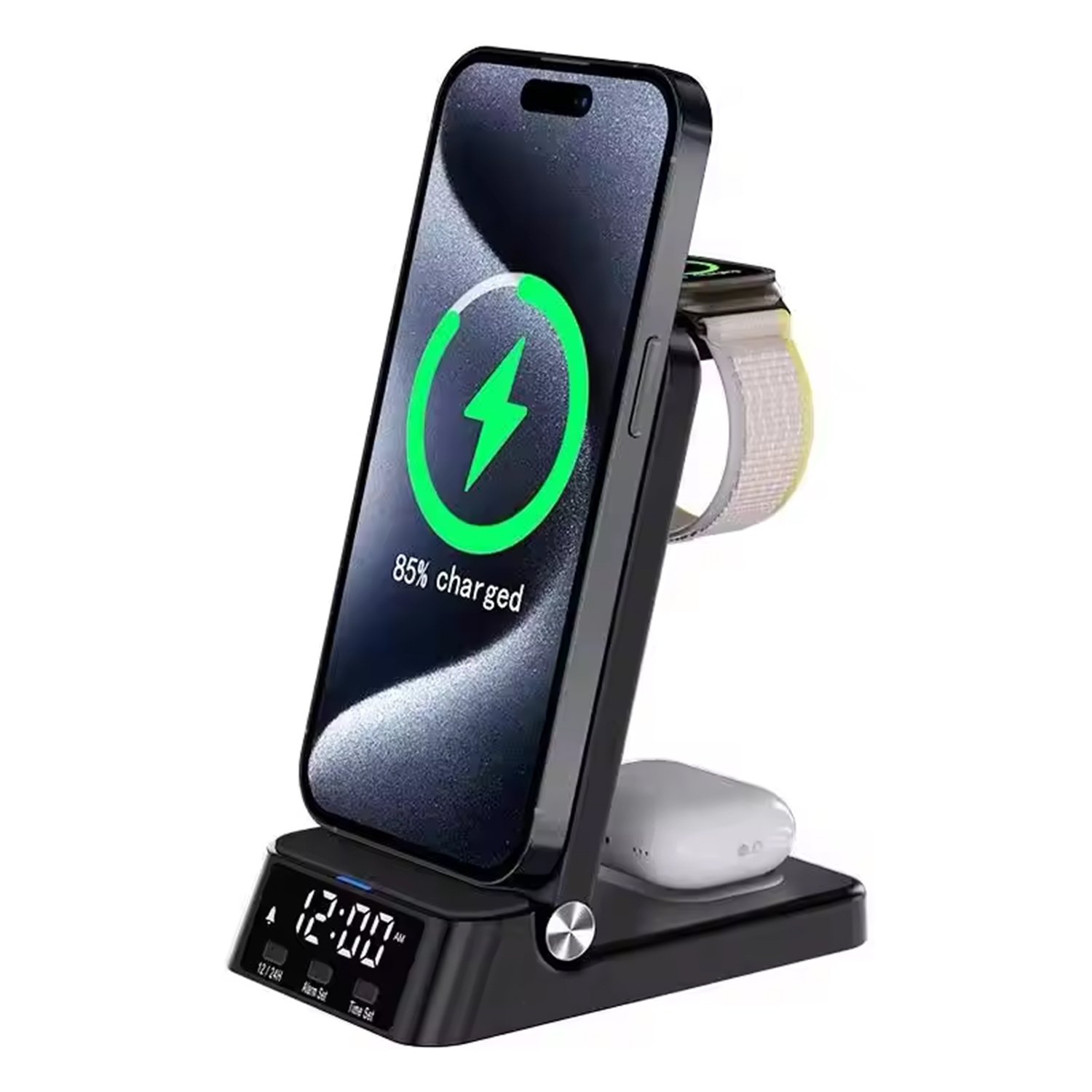 49120250419132922.jpg 3 in 1 Wireless Charging Station with Digital Alarm Clock for iPhone/Airpods/iWatch Black - Image 1
