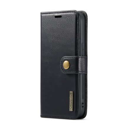 DG.MING Two-Folding Cowhide Texture Case for iPhone 15 Pro Max Black