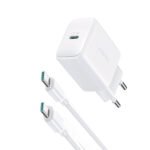 JOYROOM JR-TCF20 20W Type-C PD Fast Charger with 1M Type-C to Type-C Date Cable Eu Plug White CE/FCC/RoHS Certified