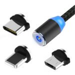 3 in 1 Type-C/Lightning/Micro Ports 2M Magnetic Data Charging Cable Black