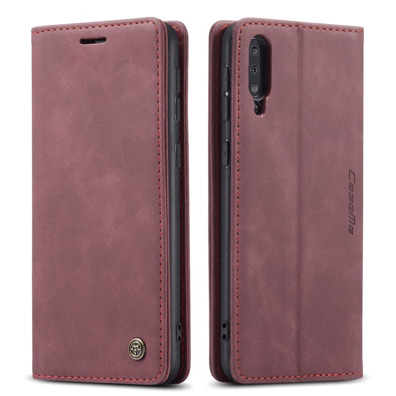 49920230223112335.jpg CaseMe-013 TPU Business Style Vintage Matte Horizontal Flap Leather Case for Samsung Galaxy A30s/A50/A50S Burgundy - Image 1