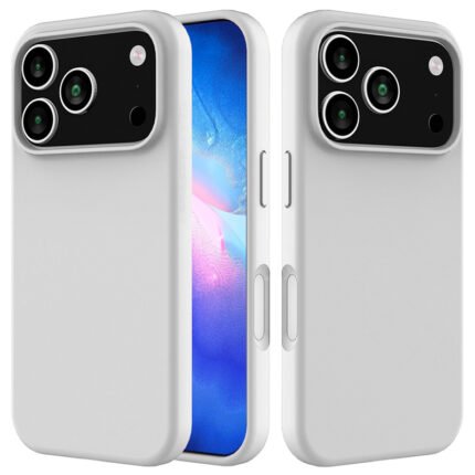 Full Pure Color Liquid Silicone Case Without Logo for iPhone 17 Pro Max White