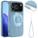 Slim?on-slip?hockproof?agnetic?PU?ase?ith?anyard for iPhone 17 Pro Blue