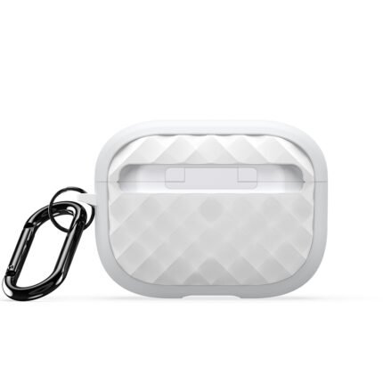 DUX DUCIS PECC Series Rhombus Pattern TPU+PC Case with Hook for AirPods Pro 2nd Silver+White