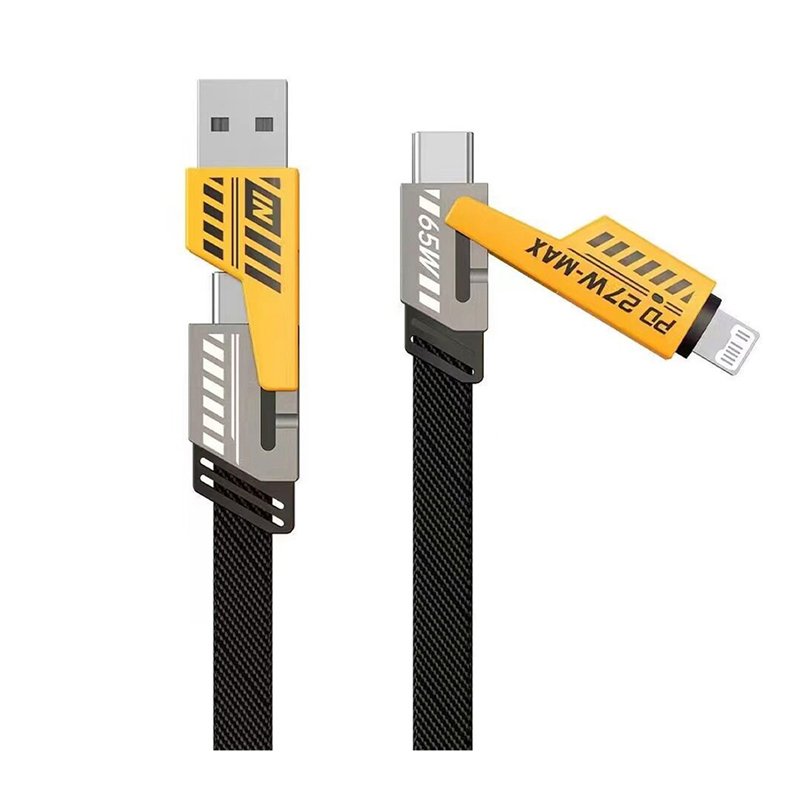 55420240911183908.jpg AWEI CL-226 65W 1M Type-C+USB to Lightning+Type-C 4 in1 Fast-Charging Data Cable Black - Image 1