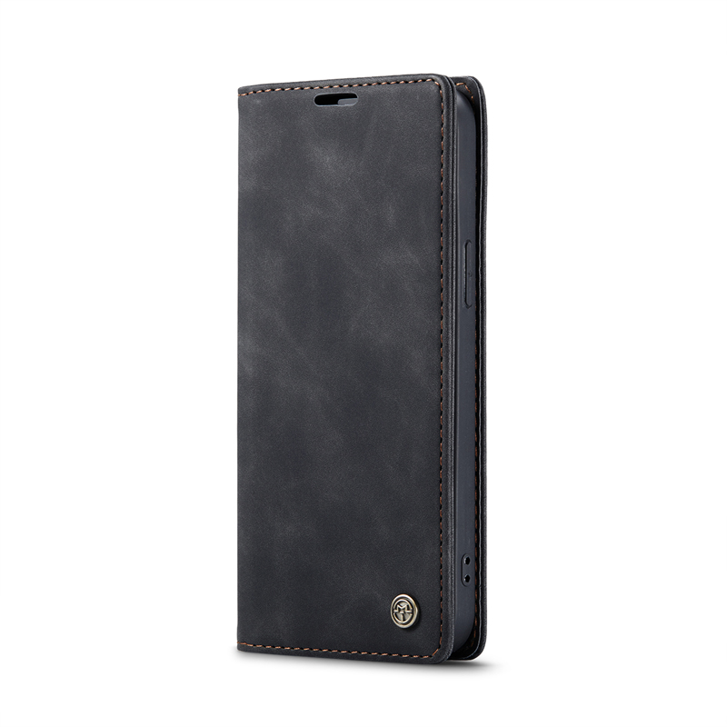 56020221107105734.png CaseMe-013 TPU Business Style Vintage Matte Horizontal Flap Leather Case for iPhone 6/7/8/SE 2020/SE 2022 Black - Image 1