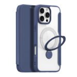 DUX DUCIS Skin X Pro Series 360?Ring Stand Magnetic Horizontal Flip Leather TPU + PU Case for iPhone 16 Pro Max Blue