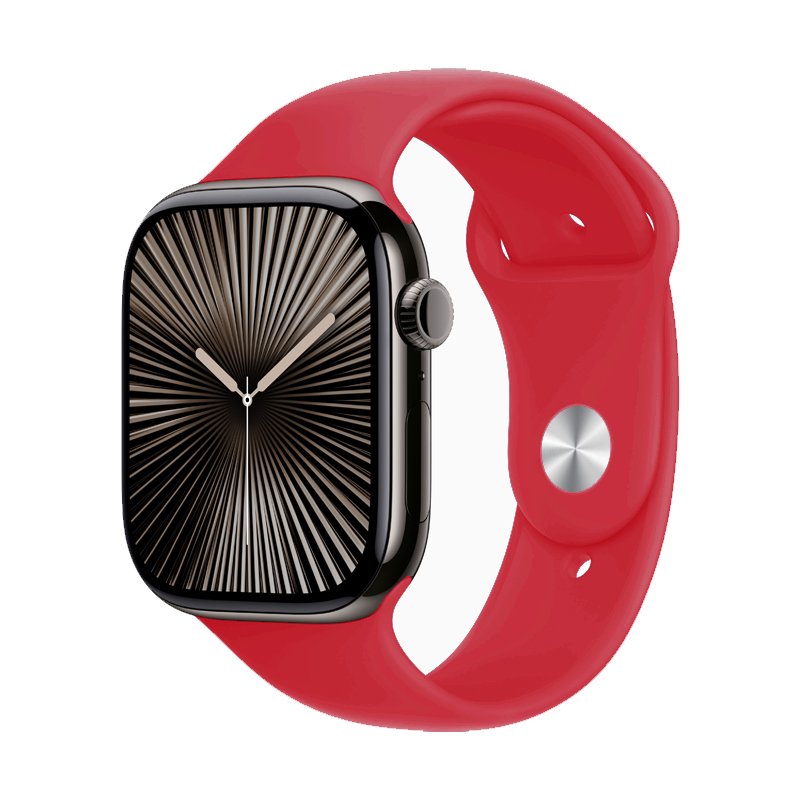 56820241128113243.jpg Solid Color Classic Silicone Band for Apple Watch 42MM/44MM/45MM/46MM/49MM Series Red - Image 1