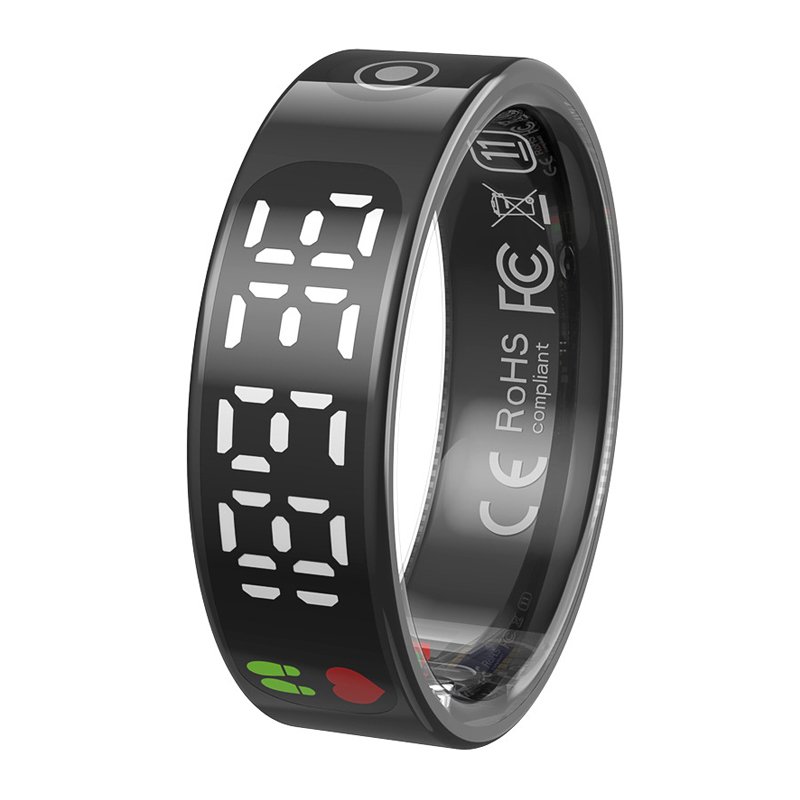 57120250515134738.jpg 18.2 Diameter Multifunctional LED Screen & Touch Button Smart Ring with Charging Case Black - Image 1