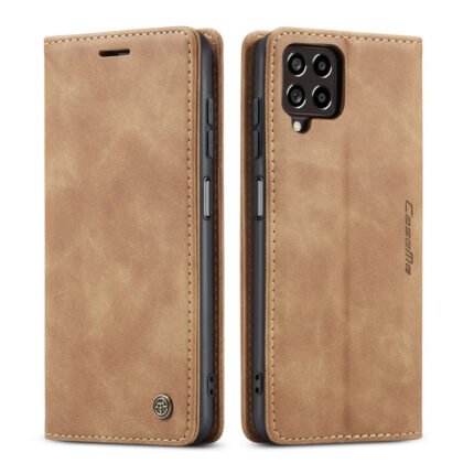CaseMe-013 TPU Business Style Vintage Matte Horizontal Flap Leather Case for Samsung Galaxy M33 5G Brown