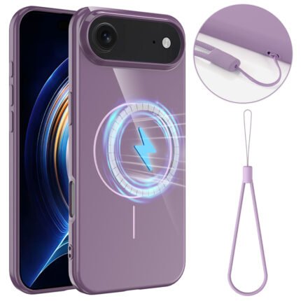 Slim?on-slip?hockproof?agnetic?PU?ase?ith?anyard for iPhone 17 Air Purple