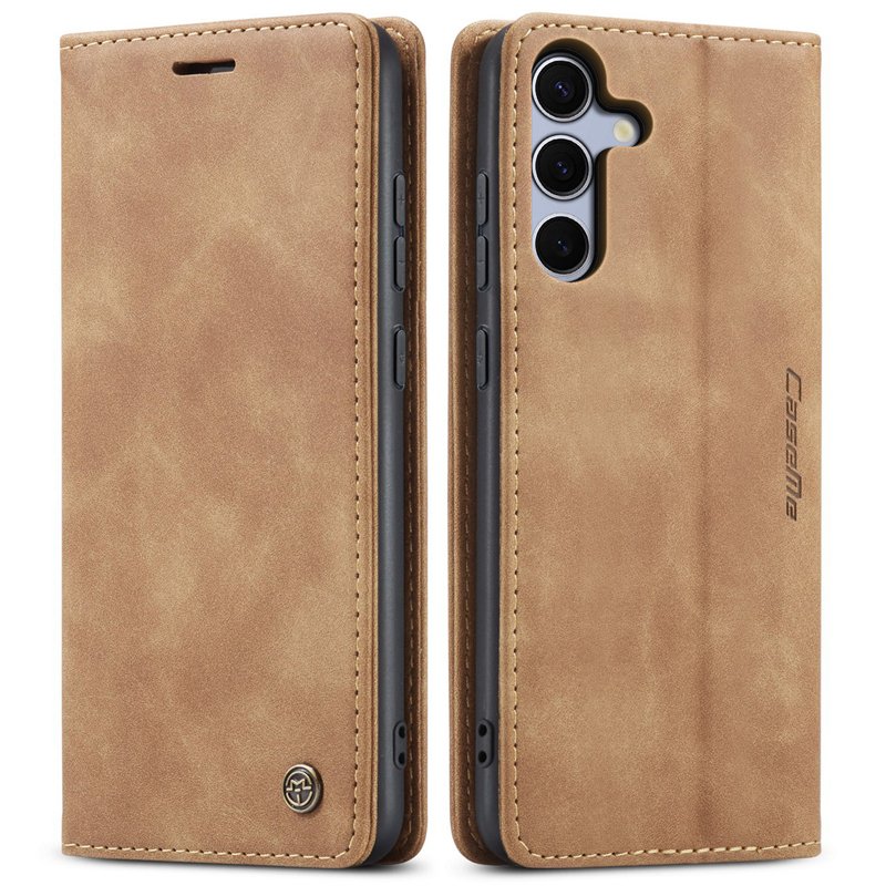 58520250102163243.jpg CaseMe-013 TPU Business Style Vintage Matte Horizontal Flap Leather Case for Samsung Galaxy S25 Brown - Image 1